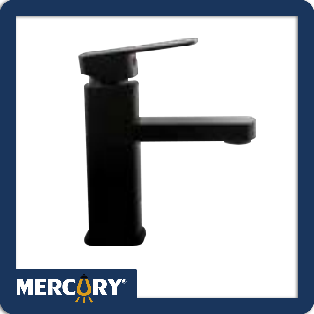 Llave lavamanos luxury negro mate cuerpo cuadrado bajo