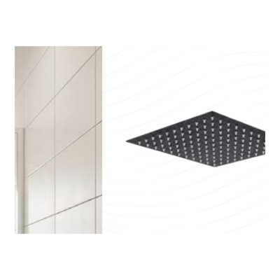 [VQAR010] Ducha agua fria cuadrada 6 negro mate