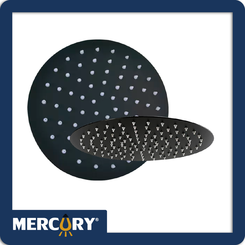 Ducha agua fria redonda 12 negro mate