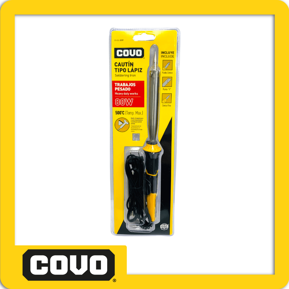 [CV-SI-80W] Cautin tipo lapiz 80w trabajo pesado 3 puntas blister
