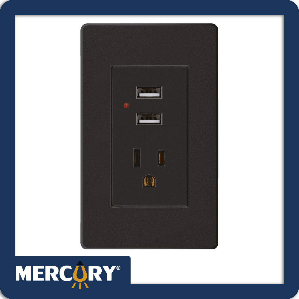 [ETI196] Toma+ usb mercury linea plus negra