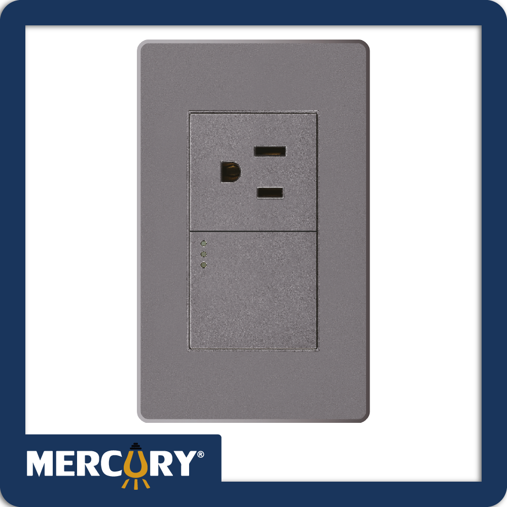 Toma + interruptor mercury linea plus silver