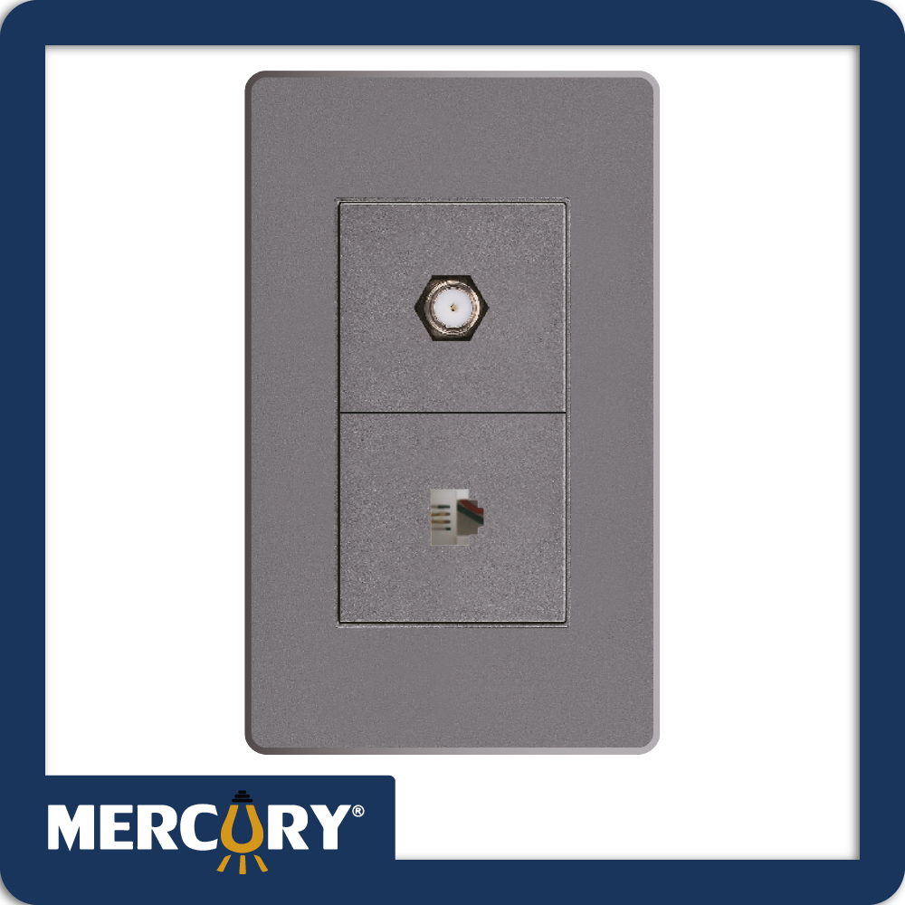 Toma coaxial + telefono rj11 mercury linea plus silver