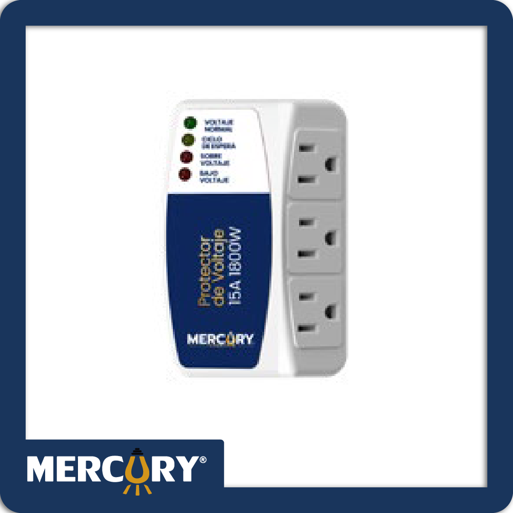 Protector de voltaje 15a 1800w 120v ac x3 salidas mercury