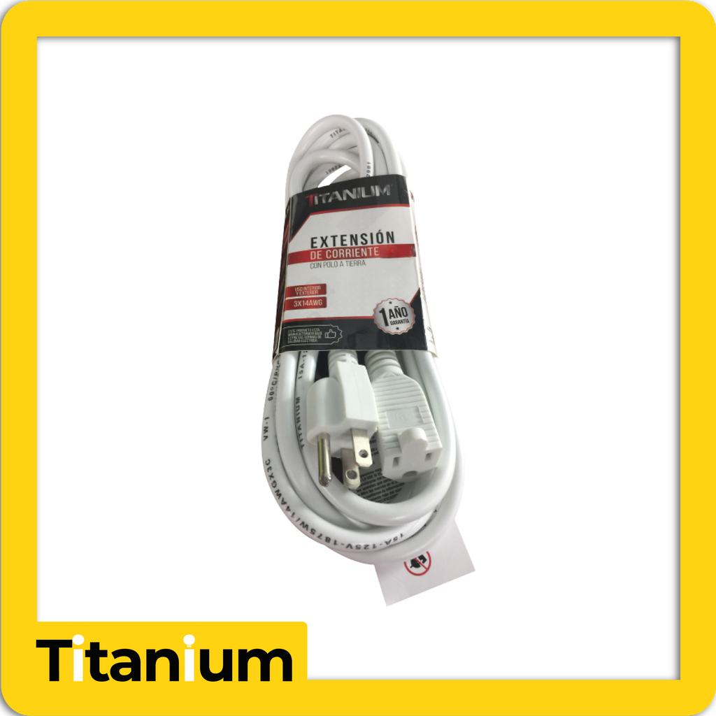 Extension de corriente polo tierra 10m cable blanco