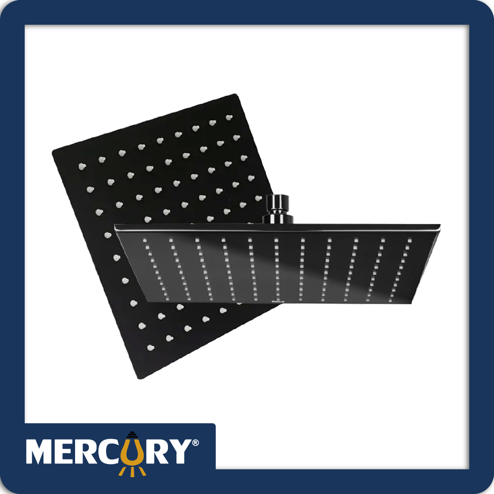 [VQAR011] Ducha agua fria cuadrada 8 negro mate