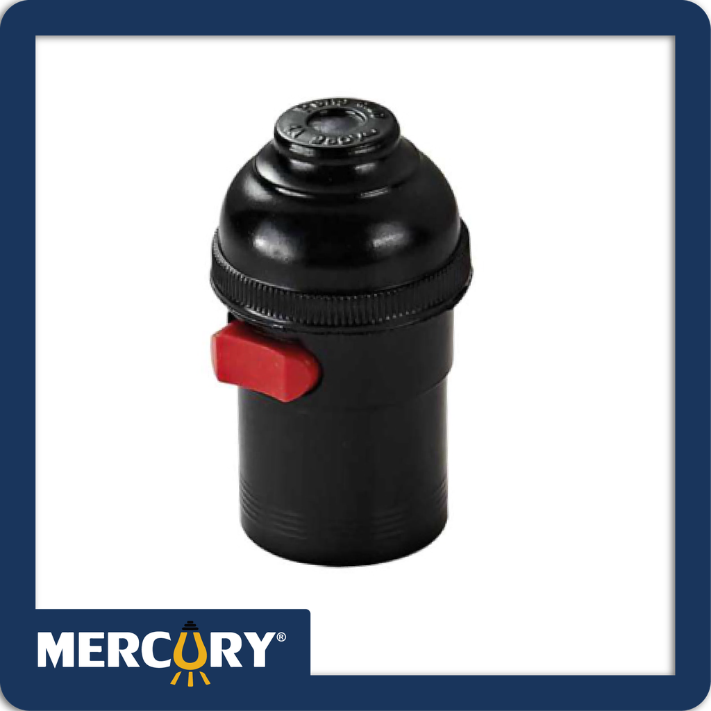 Portalampara negro e27 + switch rojo