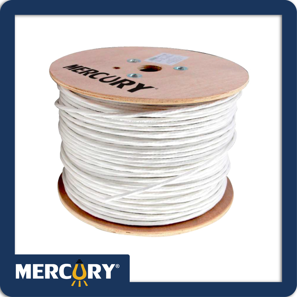 Cable coaxial blanco rg6-u 95% t-telmex fino carreta en madera.