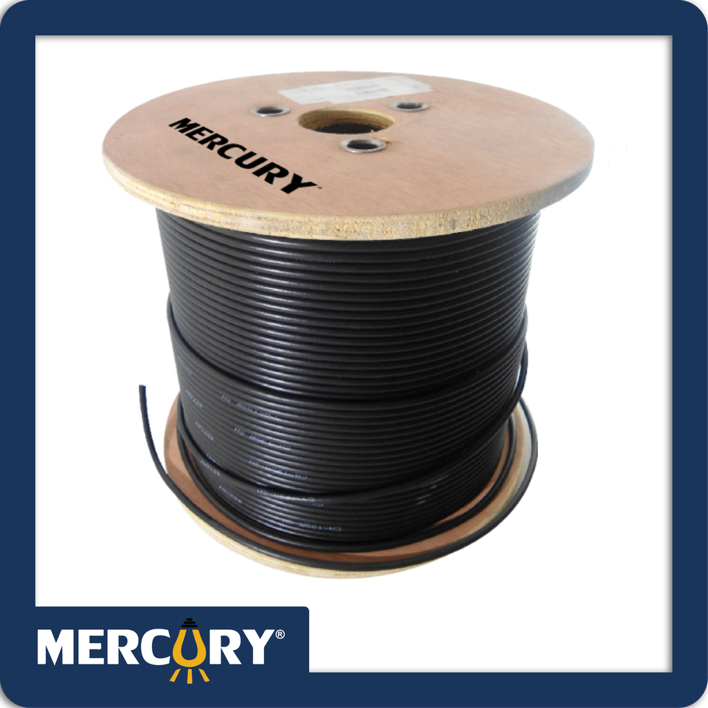 Cable coaxial negro rg6-u 95% t-telmex fino carreta en madera
