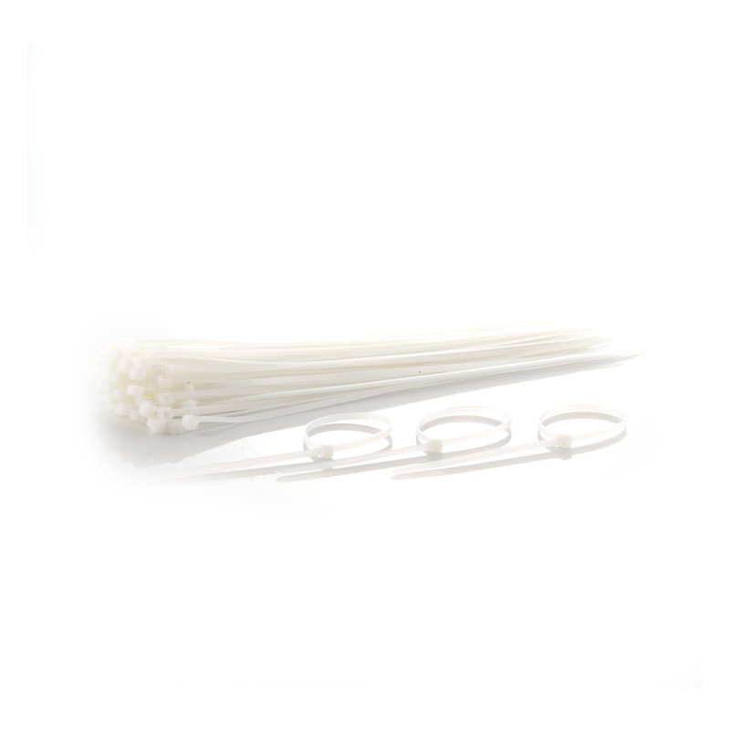 Amarre plastico en nylon 30cm x 4mm blanco bolsa*100und
