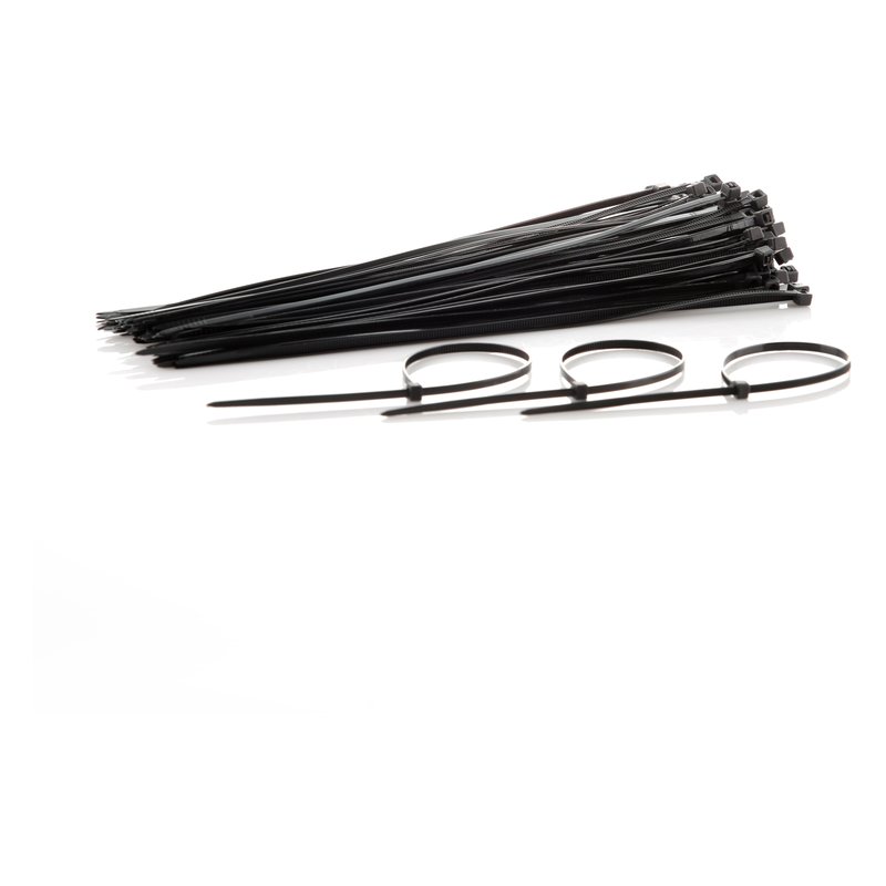 Amarre plastico en nylon 10cm x 2.5mm negro bolsa*100und