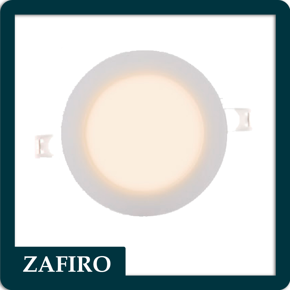 Panel led zafiro redondo 9w 5" incrustar luz calida