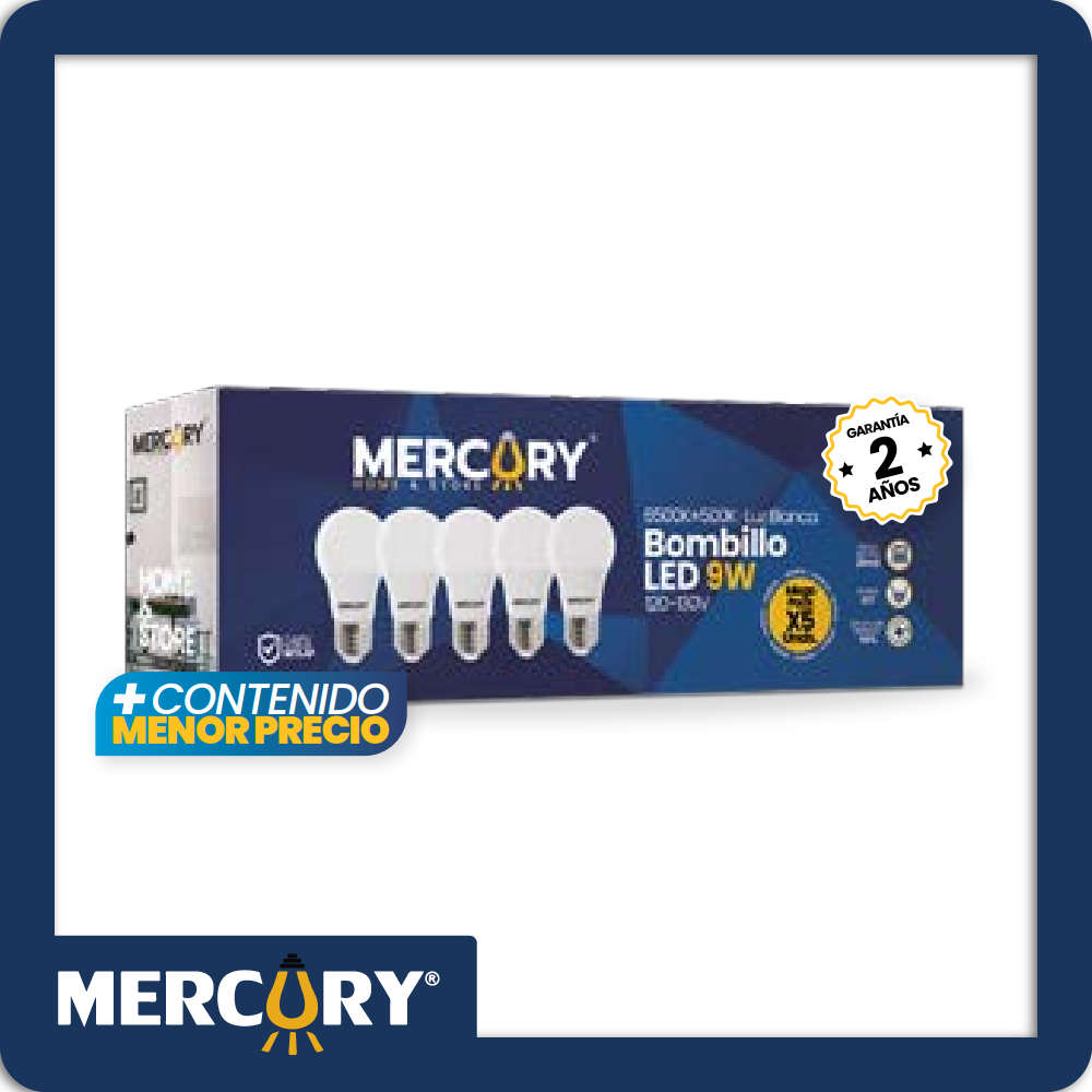 Promo kit x5 bombillos led 9w e27/6500k