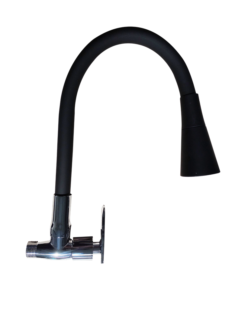 Llave lavaplatos titanium pared teflon/negro salida b