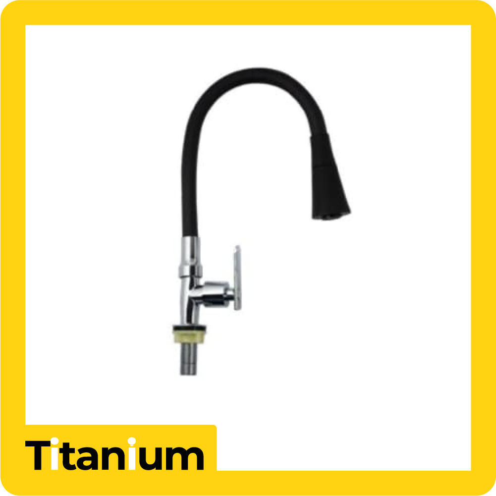 [TTA74] Llave lavaplatos titanium meson teflon/negro salida