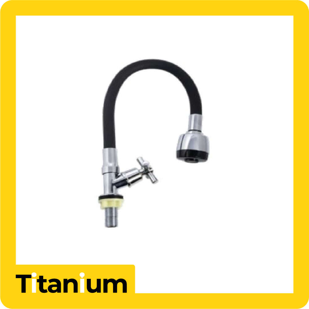 Llave lavaplatos titanium meson teflon/negro salida