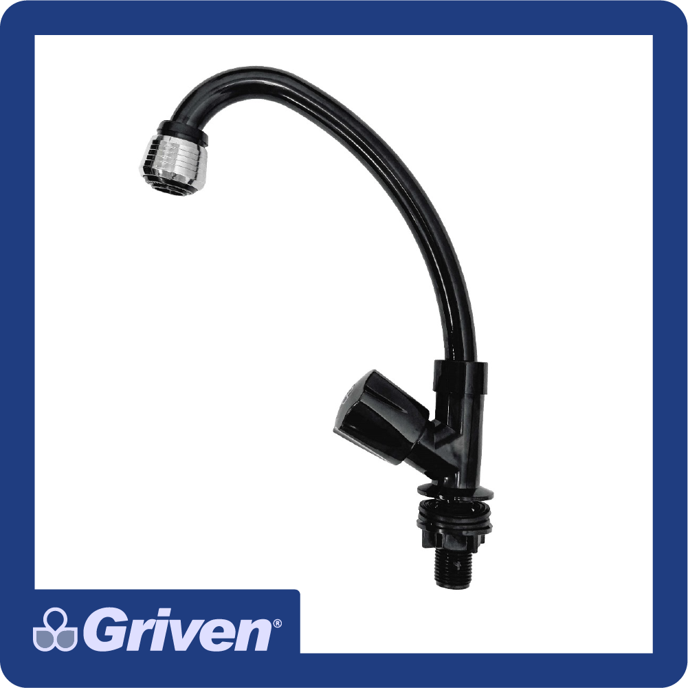 [GVB-ZF306B-B] Griferia p/lavaplatos monocontrol 1/4" prisma negra ABS