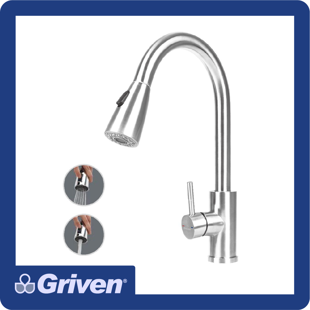 [A367-SH8800] Griferia p/lavaplatos monocontrol cromo brillante cuello pull off