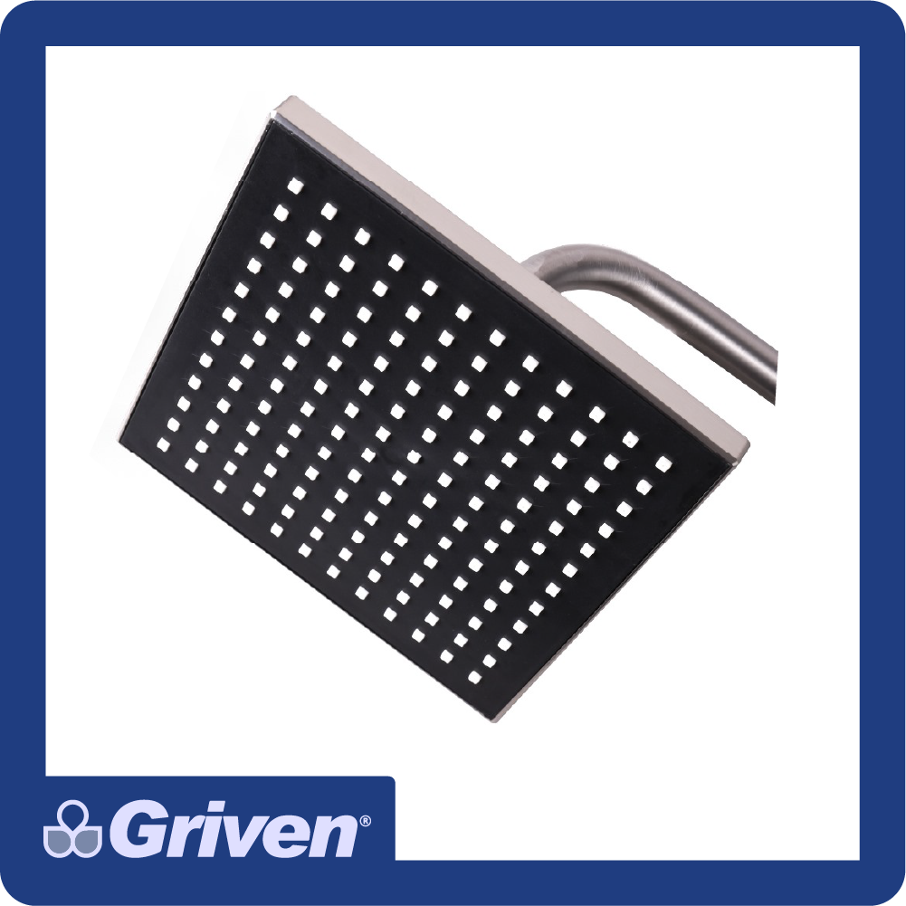 Regadera tipo lluvia cuadrada 6" ABS con brazo de acero inox. acabado satinado