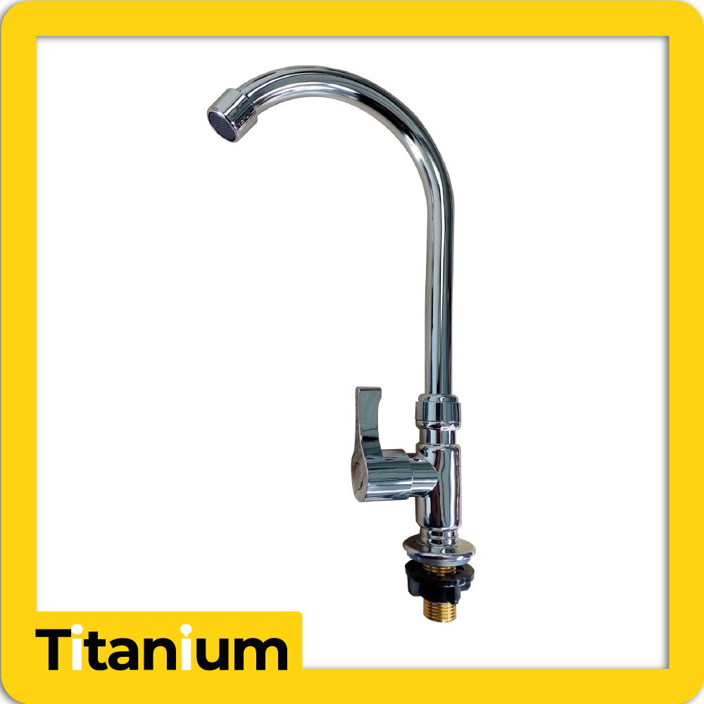 Llave lavaplatos titanium mesa cuello fijo/abs menija/palanca