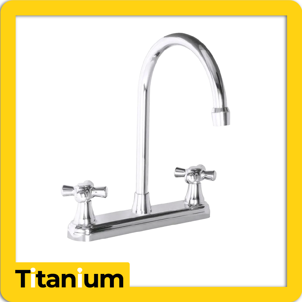 Mezclador lavaplatos 8 titanium cuello fijo/abs menija/palanca