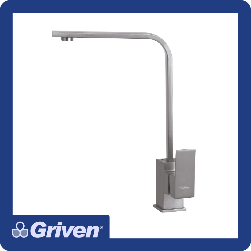 Griferia p/lavaplatos monocontrol cuadrado cuello alto acabado satin