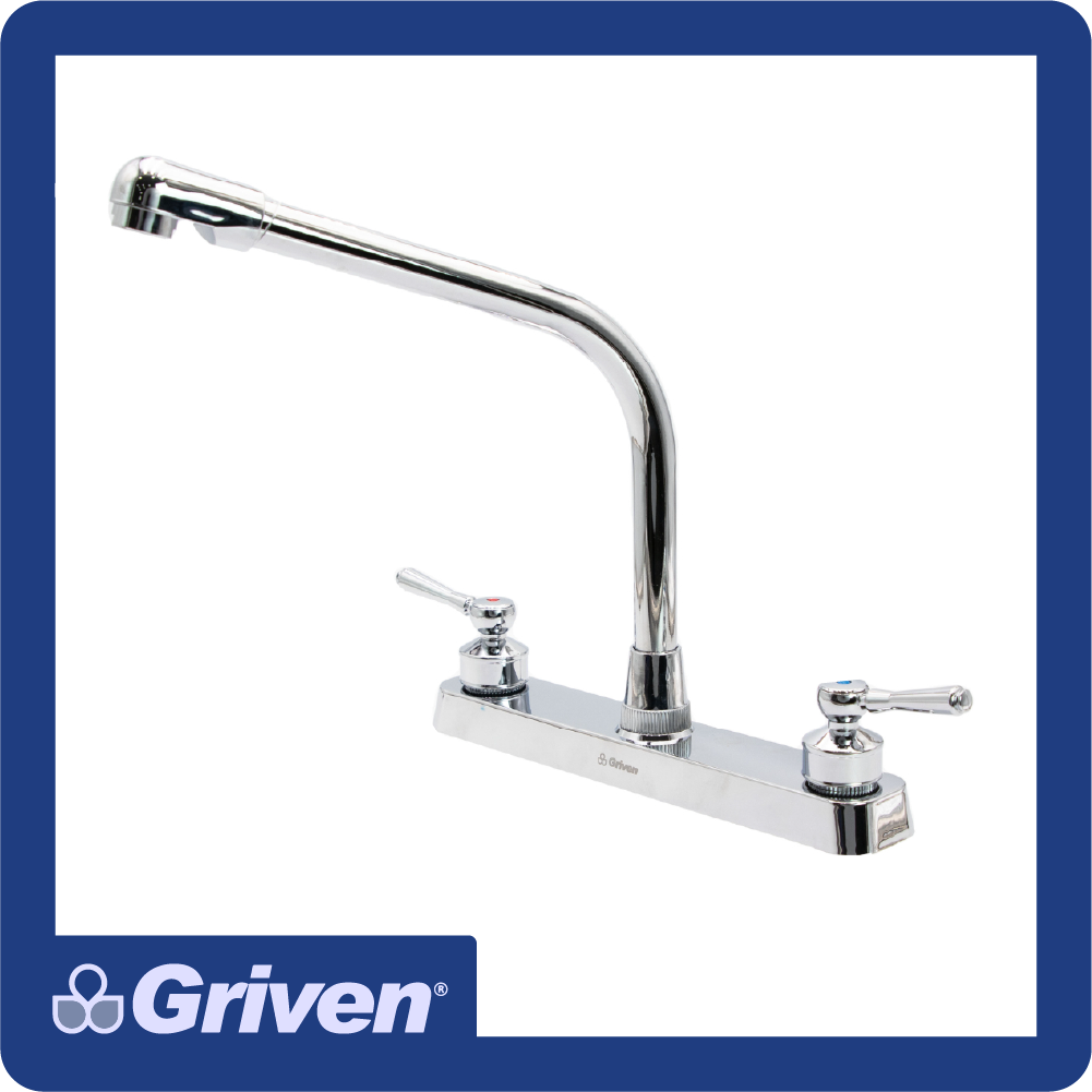 Griferia p/lavaplatos 8'' cuello alto semi curvo 1/4''