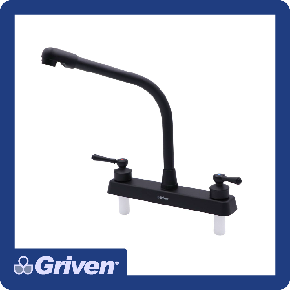 [GVB-PBL8507-K1] Griferia p/lavaplatos abs cuello tipo cobra 8'' negra 1/4'' cierre