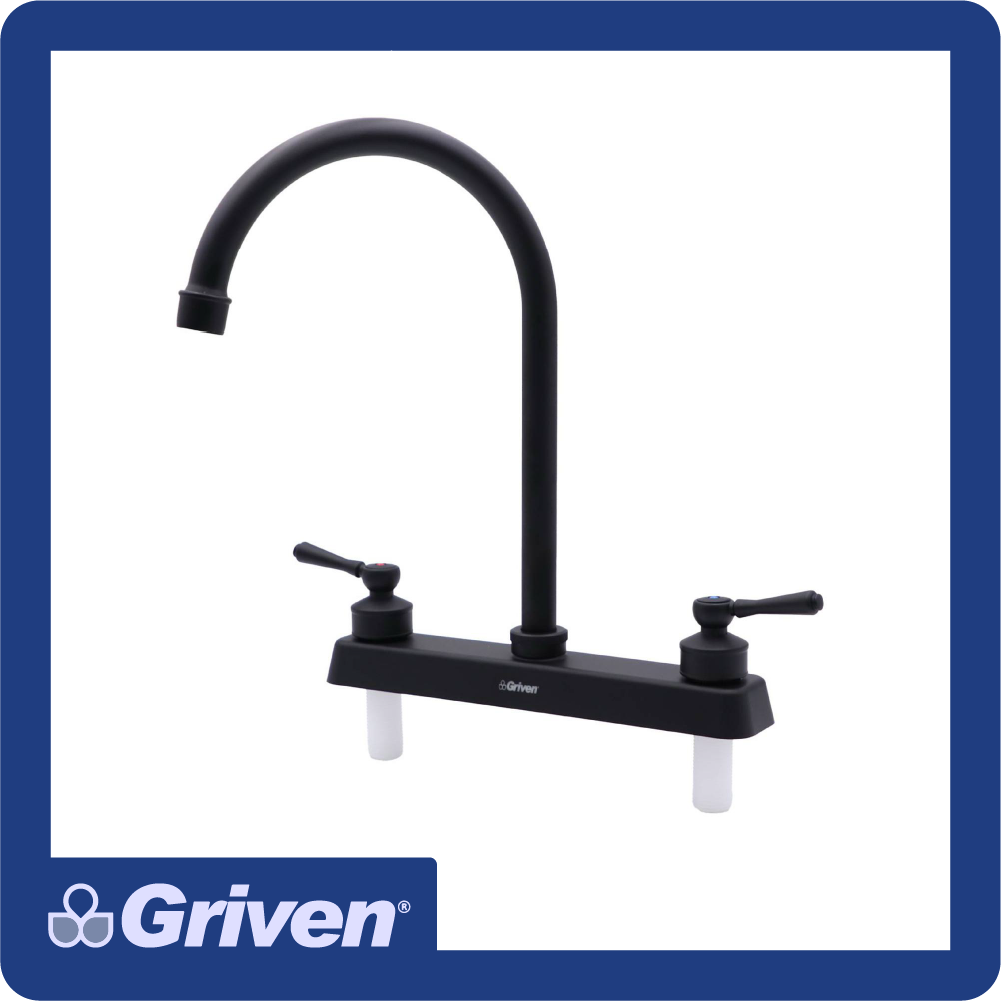 [GVB-PBL8507-K2] Griferia p/lavaplatos abs cuello tipo cisne 8'' negra 1/4'' cierre