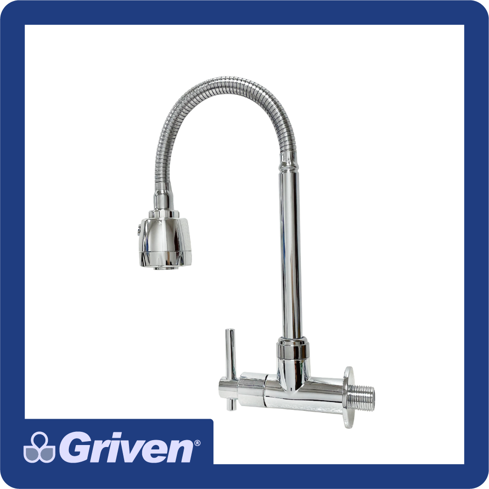 [GVB-ZF609] Griferia p/lavaplatos monocontrol pared 1/4'' cromo flexible