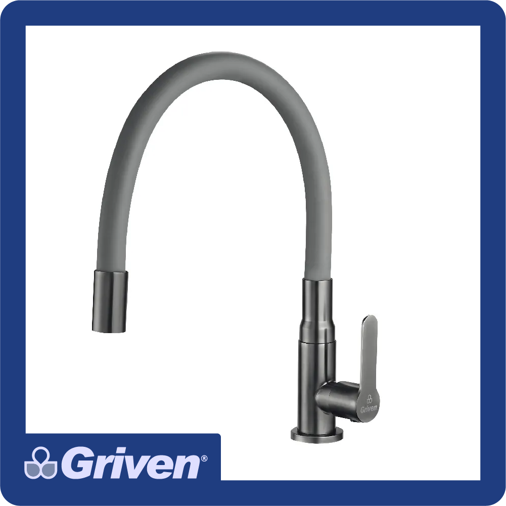 [GV-QSF-01] Griferia p/lavaplatos monocontrol agua fria cuello flexible acabado gun metal