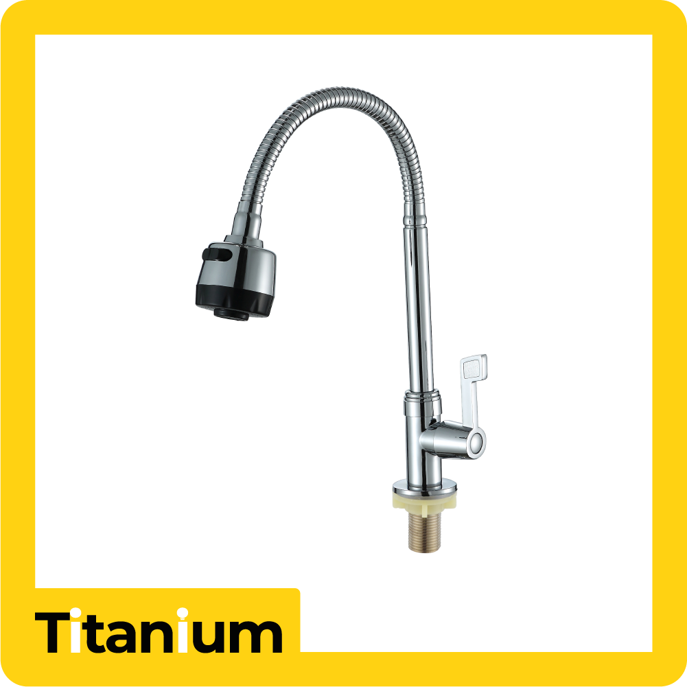 Llave lavaplatos titanium meson flexible cromada manija/palanca