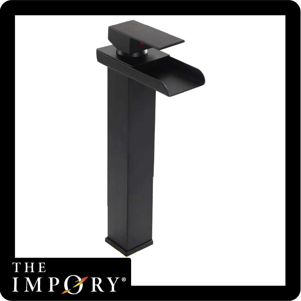 Llave lavamanos alta cascada cuadrada negra (JG-12A)