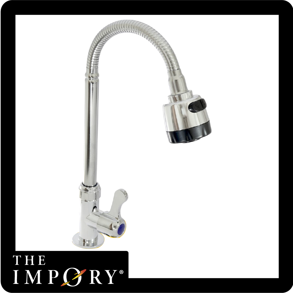 [IM-091] Llave agua fria flexible palanca plana cromada ABS (JG-P15)