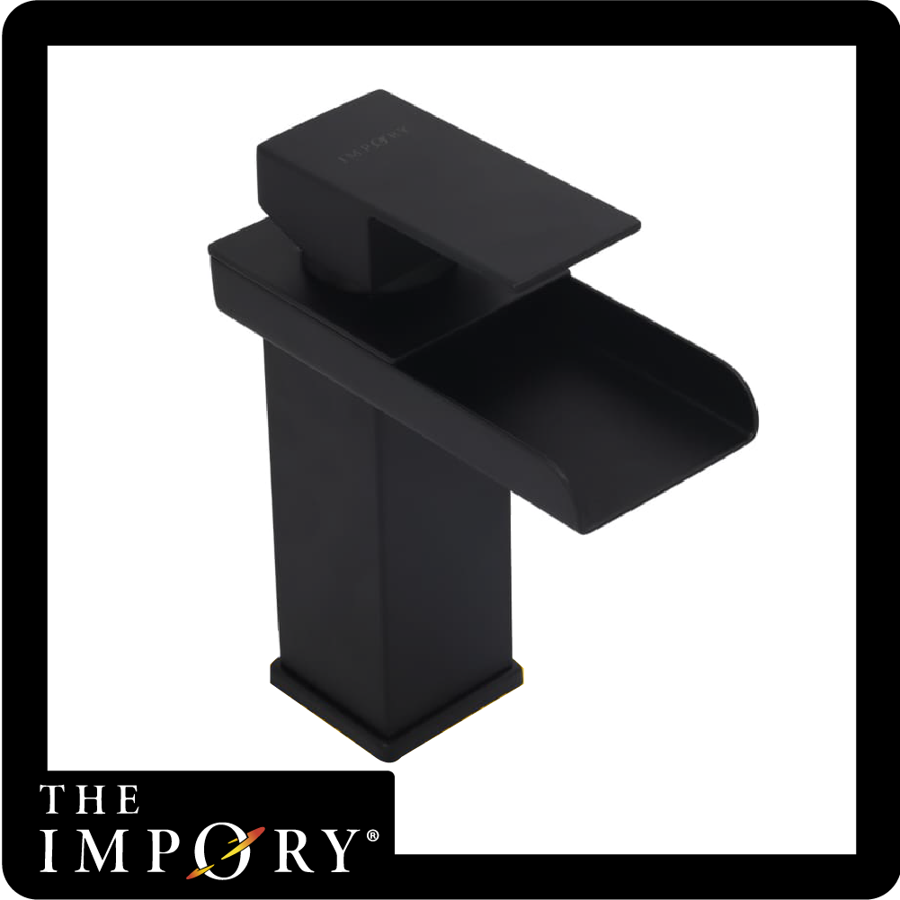 Llave monocontrol cascada baja cuadrada negra