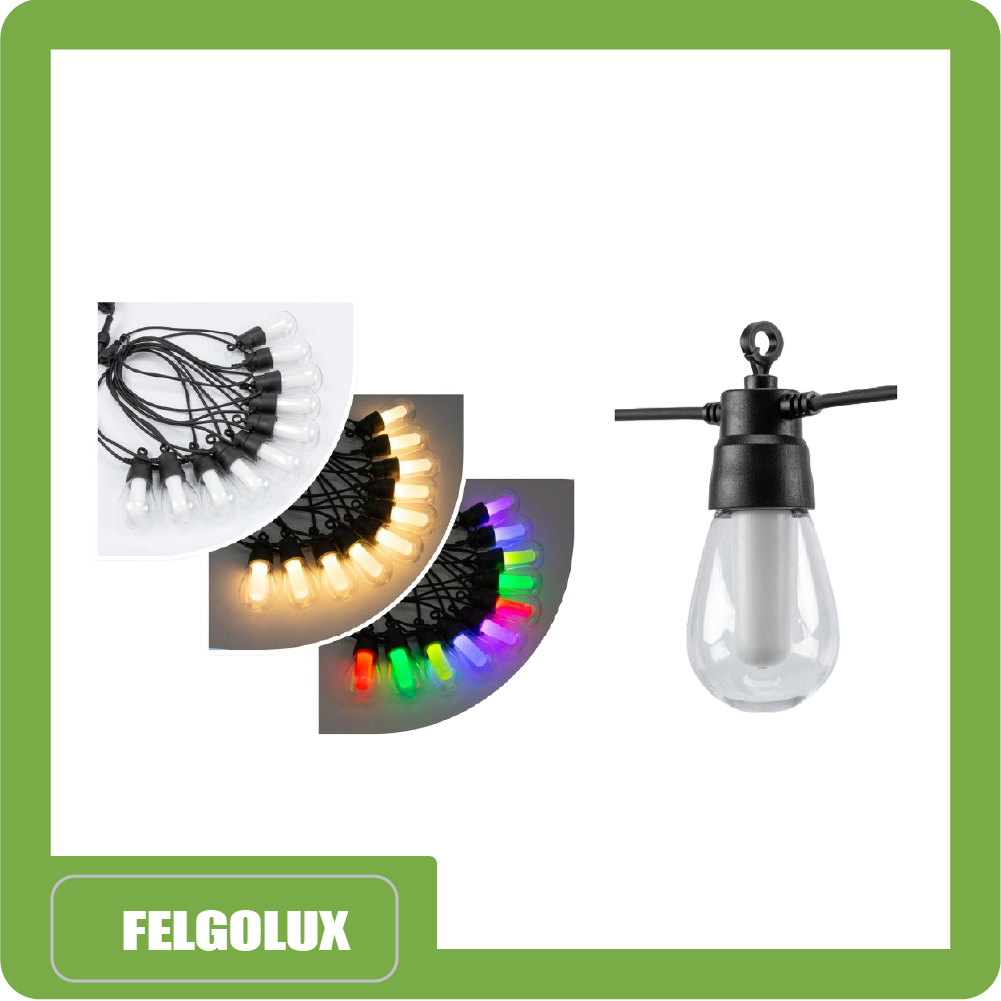 [0100003000081] Ramal solar 10*s14 8 metros ip44 rgb + 2700k