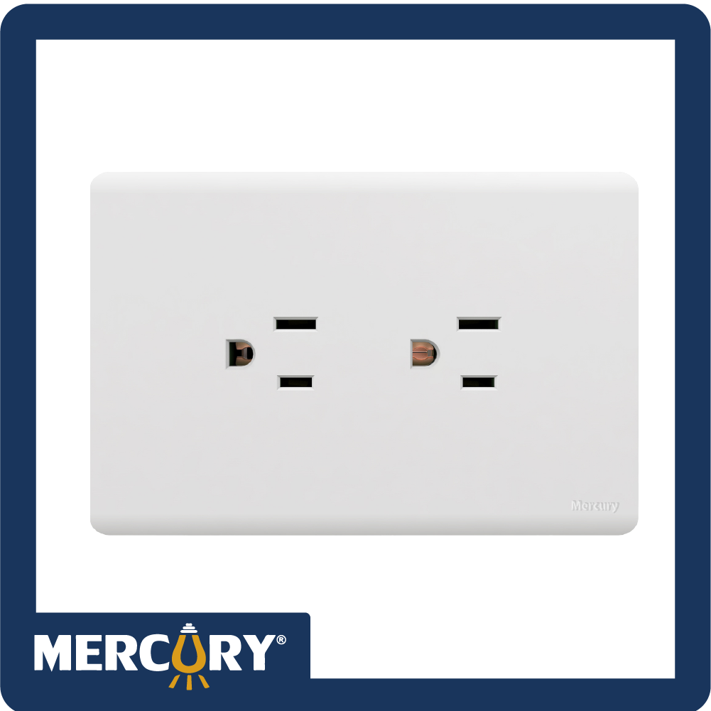 Toma doble polo a tierra mercury l/infinity white