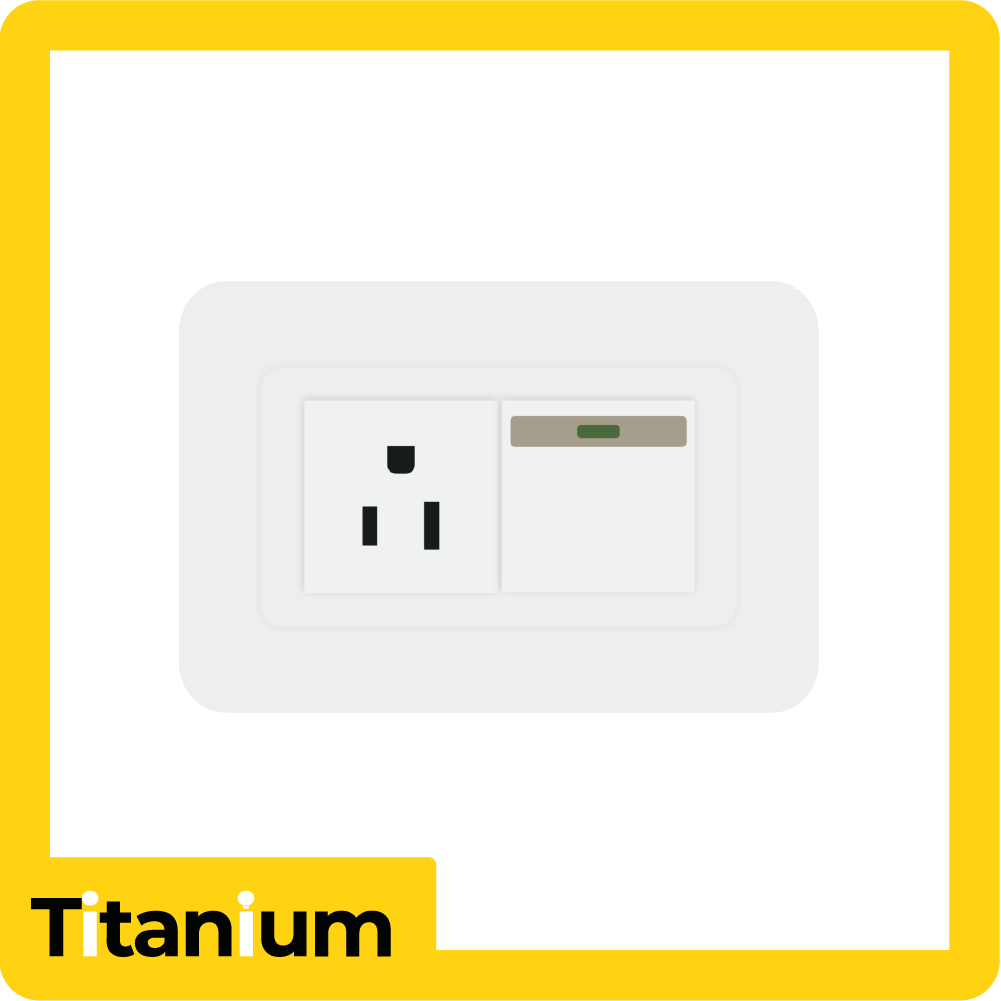 Toma + interruptor titanium blanco
