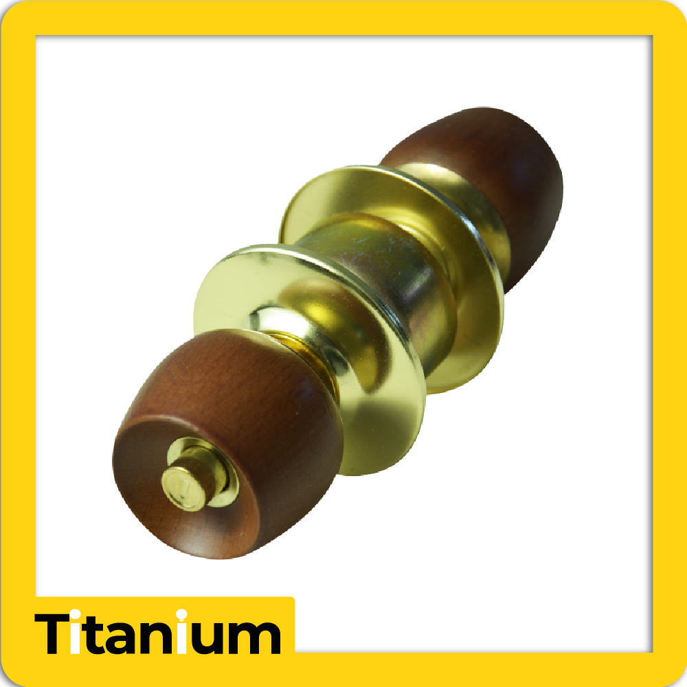 Cerradura alcoba cilindrica bronce pomo madera clara thor