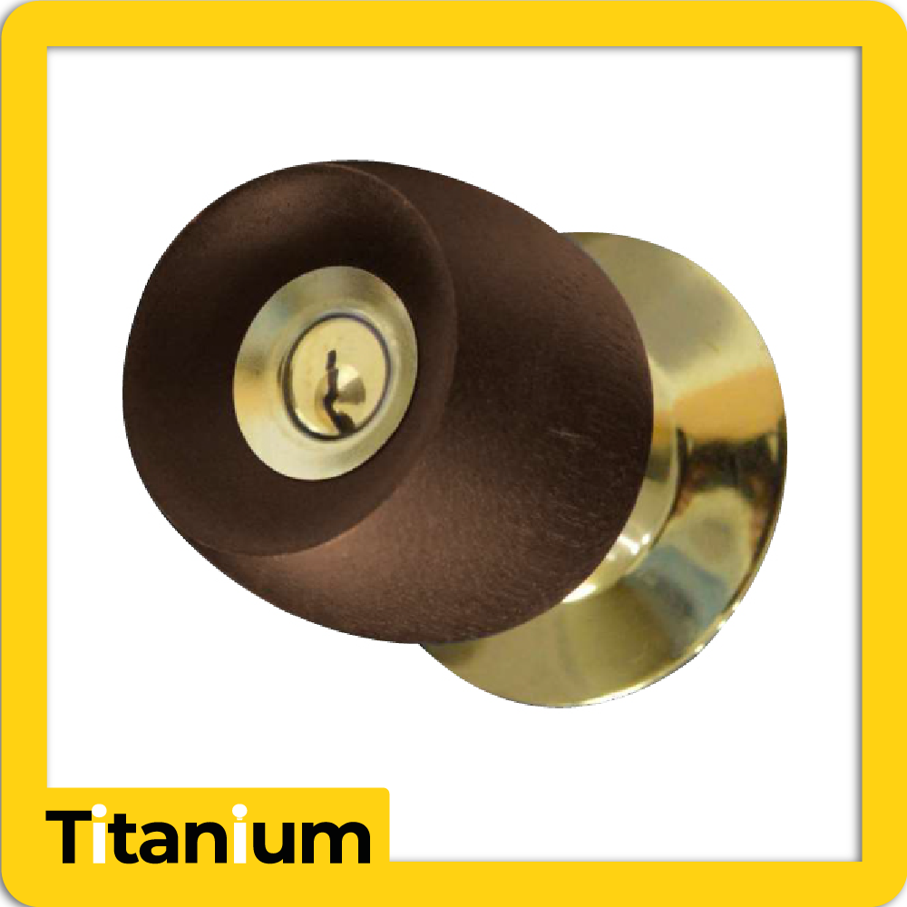 Cerradura alcoba cilindrica bronce pomo madera oscura thor