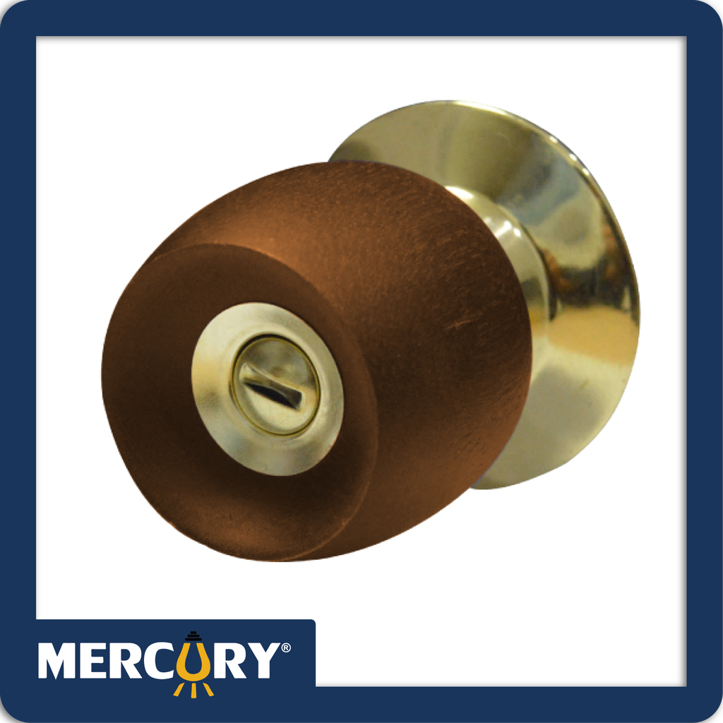 [THCHA101] Cerradura baño cilindrica bronce pomo madera clara thor