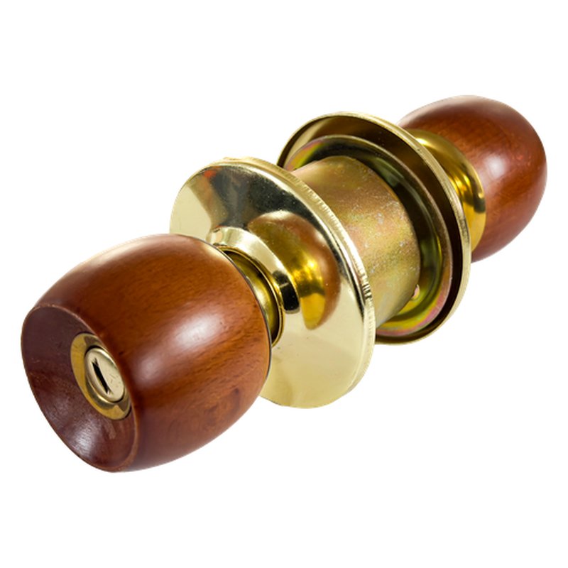 [THCHA101] Cerradura baño cilindrica bronce pomo madera clara thor