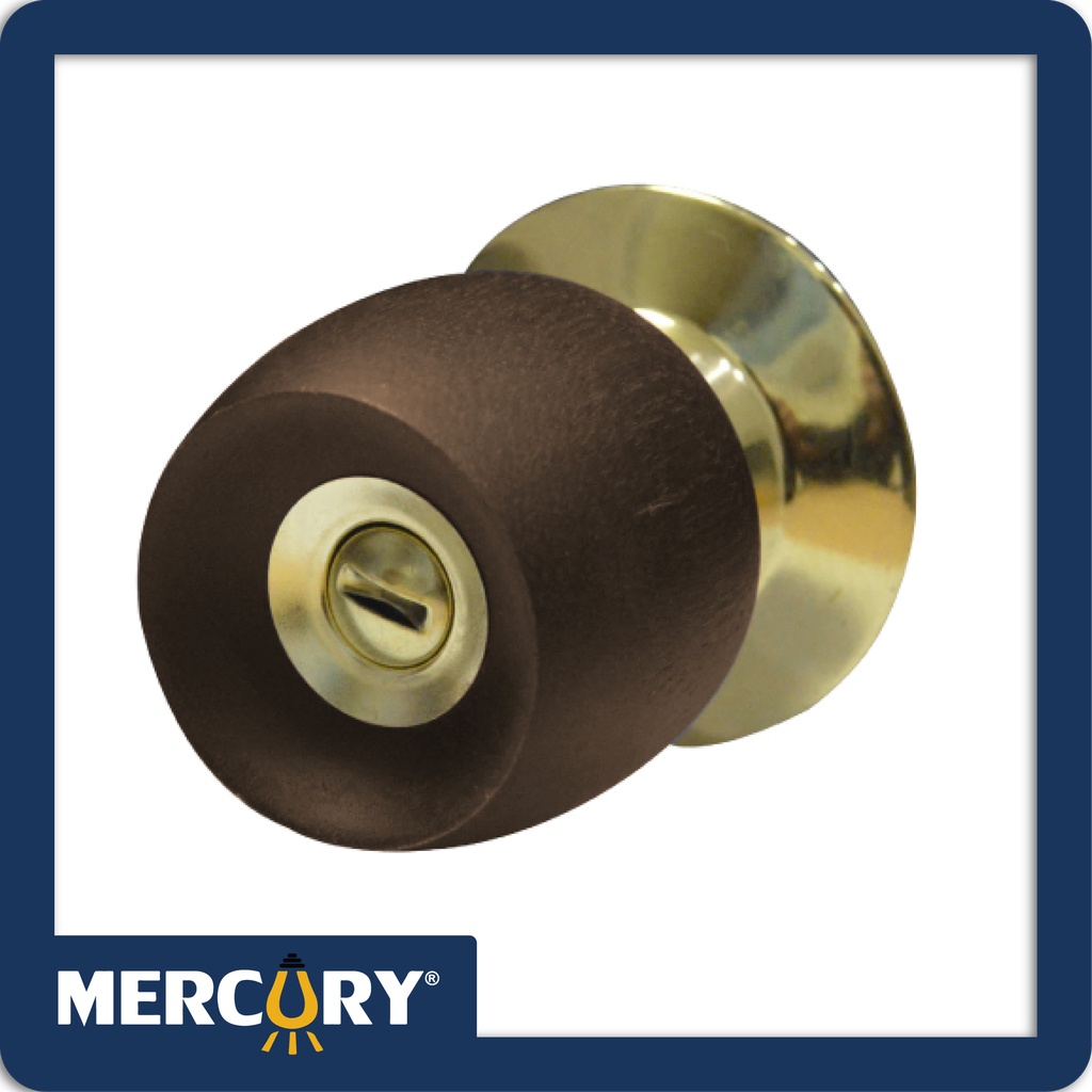 [THCHA103] Cerradura baño cilindrica bronce pomo madera oscura thor