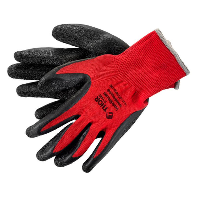 [THEP206] Guante nitrilo latex reforzado negro/rojo talla 9" L thor