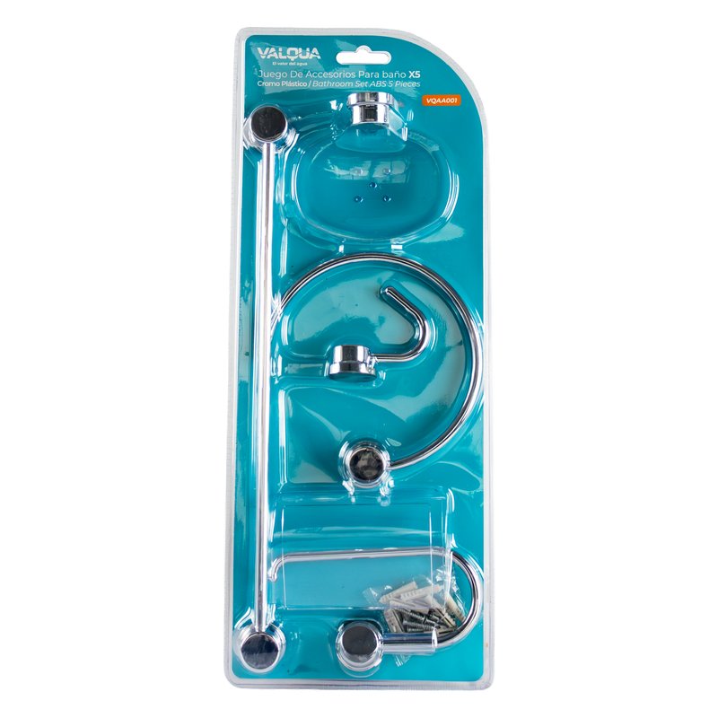 Juego de accesorios de bano x5 cromo plastico