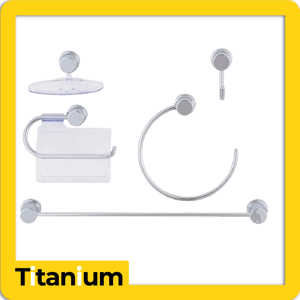 [VQAA001] Juego de accesorios de bano x5 cromo plastico