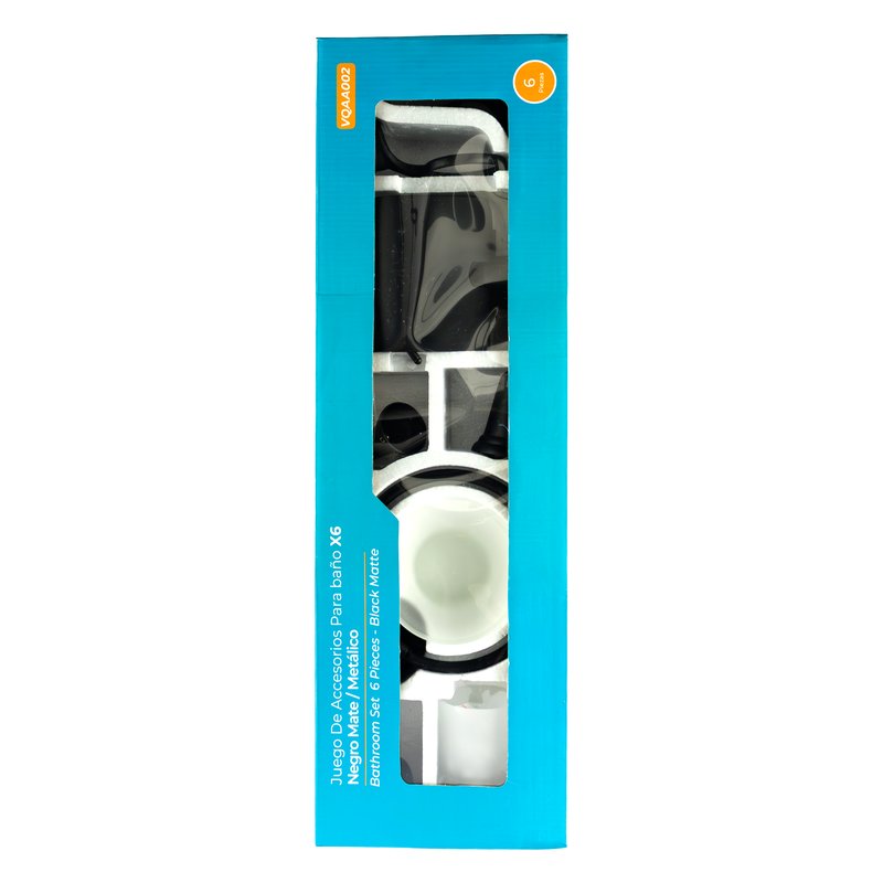 Juego de accesorios bano x6 negro mate metalico