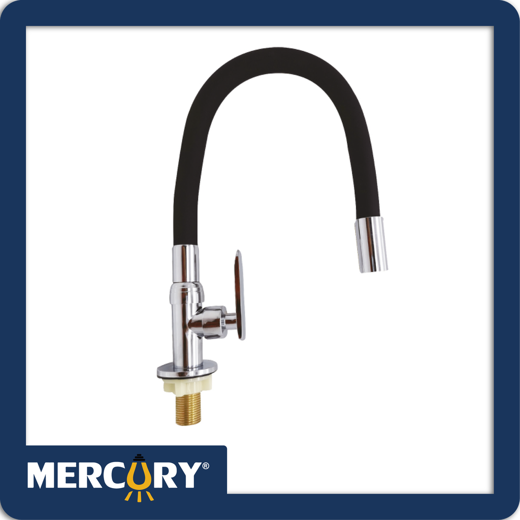 [VQALF003] Llave lavaplatos agua fria meson cuello flexible metalica cromo