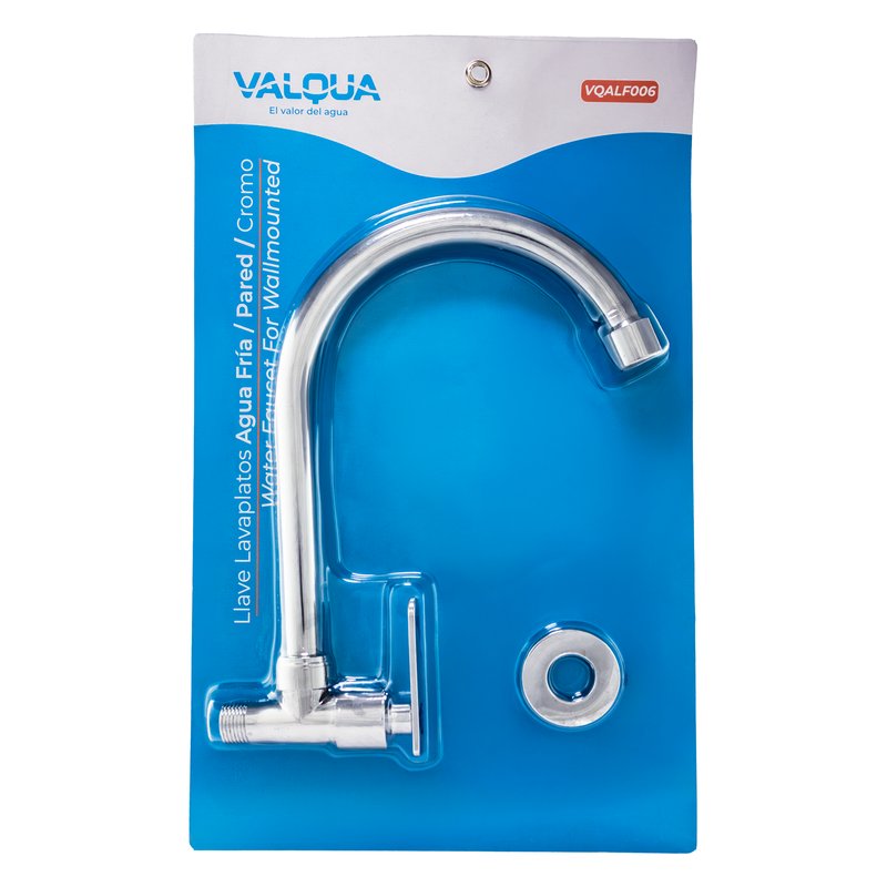 [VQALF006] Llave lavaplatos agua fria pared cromo