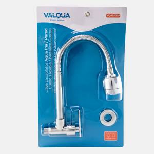 [VQALF007] Llave lavaplatos agua fria pared cuello metalico cromo